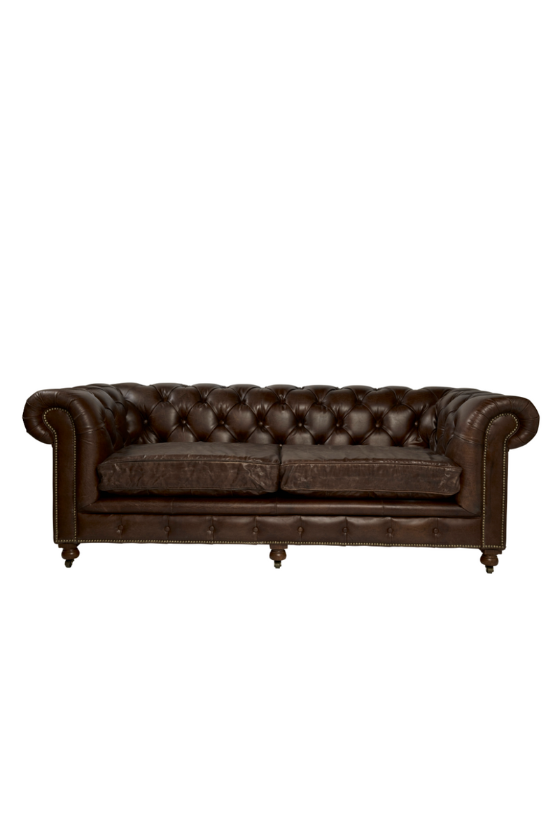 Canapé Chesterfield en cuir brun foncé | Andrew Martin Rebel | Meubleluxe.fr