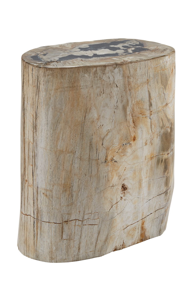 Tabouret en bois pétrifié poli à la main | Andrew Martin Log | Meubleluxe.fr