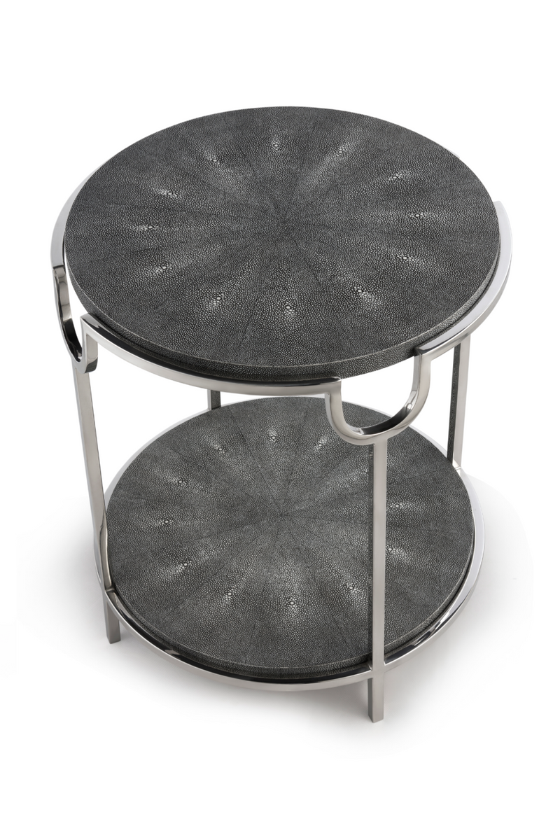 Table d'appoint ronde en galuchat gris | Andrew Martin Katia | Meubleluxe.fr