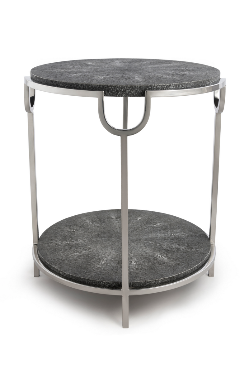 Table d'appoint ronde en galuchat gris | Andrew Martin Katia | Meubleluxe.fr