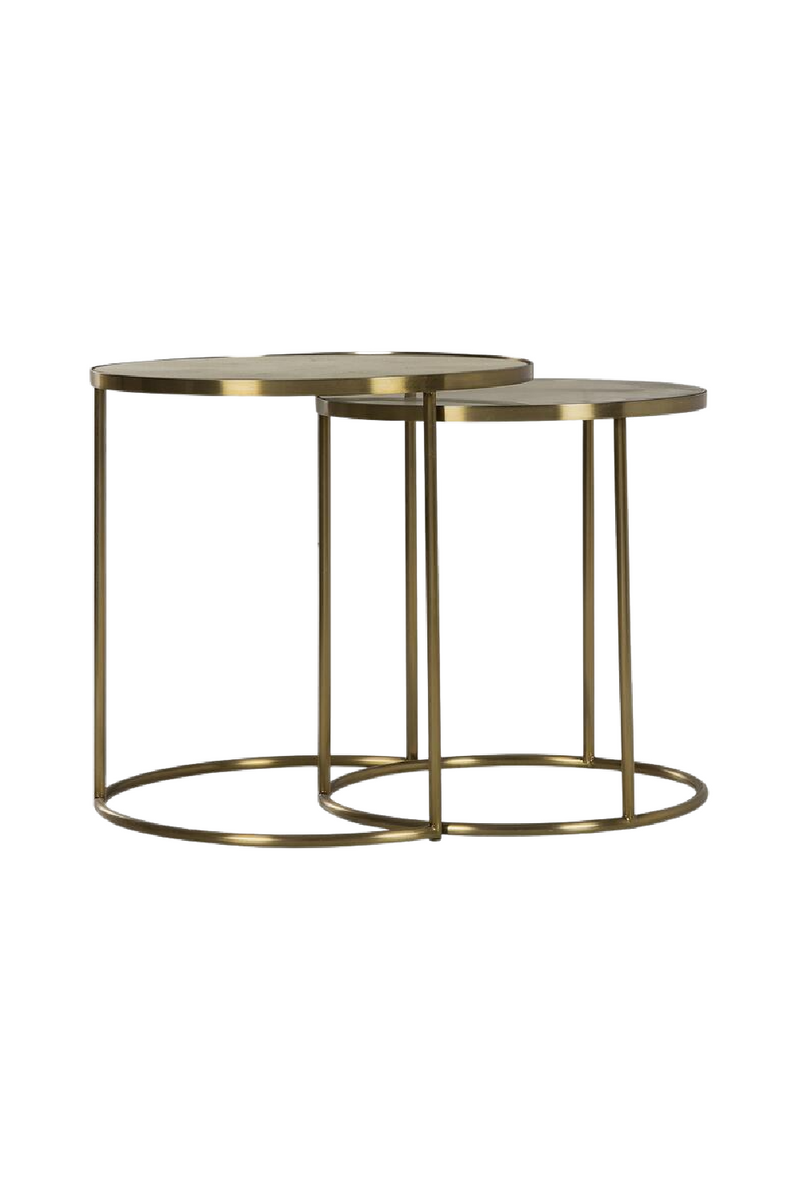 Table d'appoint gigogne en laiton brossé | Andrew Martin Ringo | Meubleluxe.fr