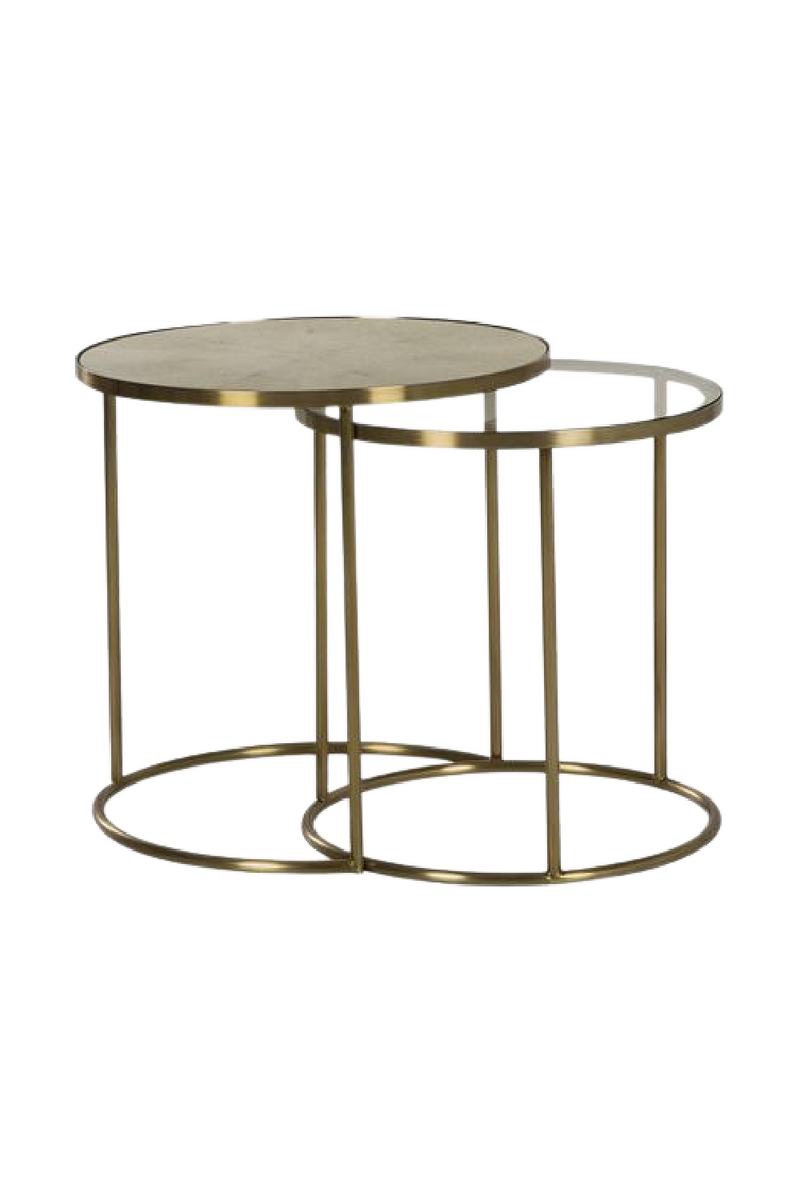 Table d'appoint gigogne en laiton brossé | Andrew Martin Ringo | Meubleluxe.fr