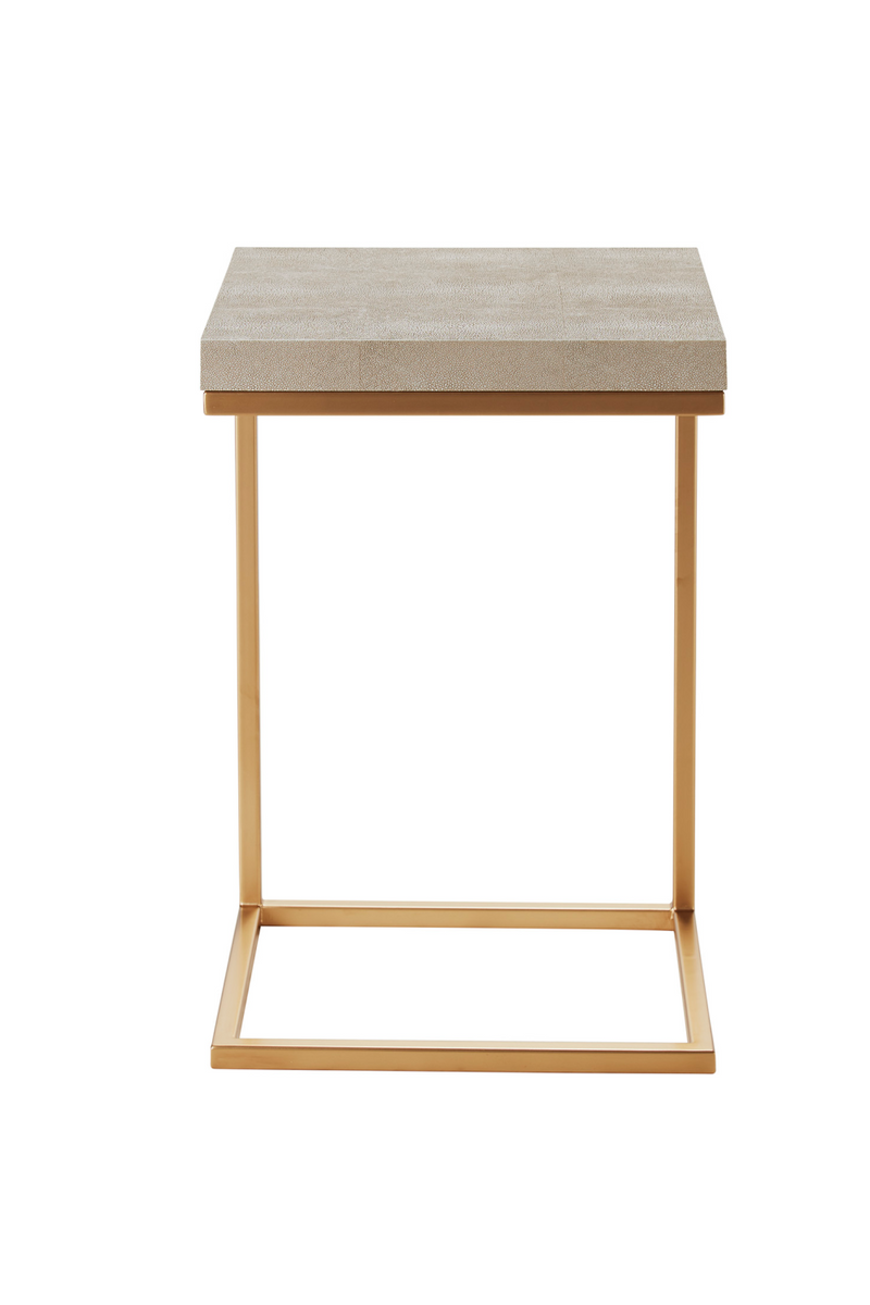 Table d'appoint doré en similicuir crème | Andrew Martin Ashley | Meubleluxe.fr