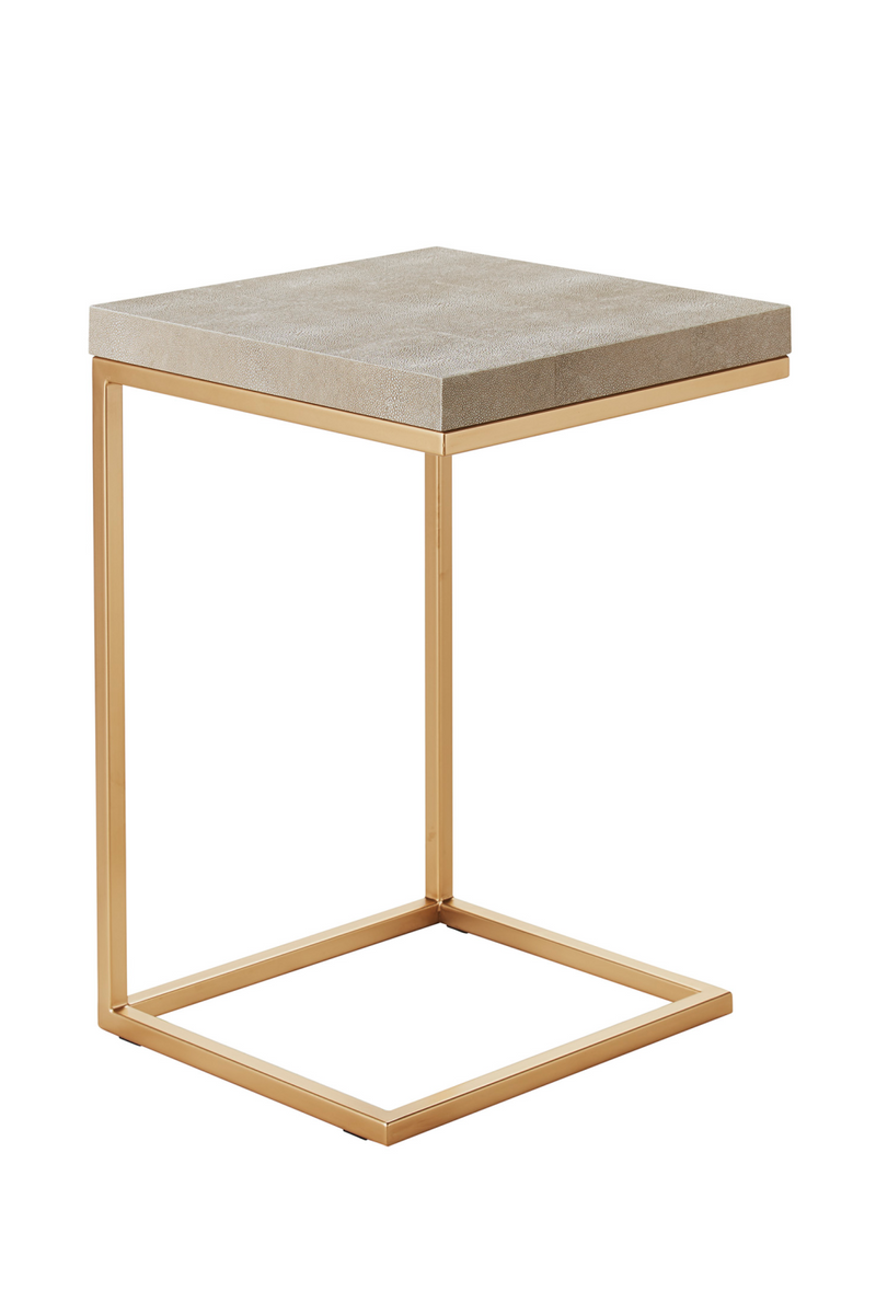 Table d'appoint doré en similicuir crème | Andrew Martin Ashley | Meubleluxe.fr