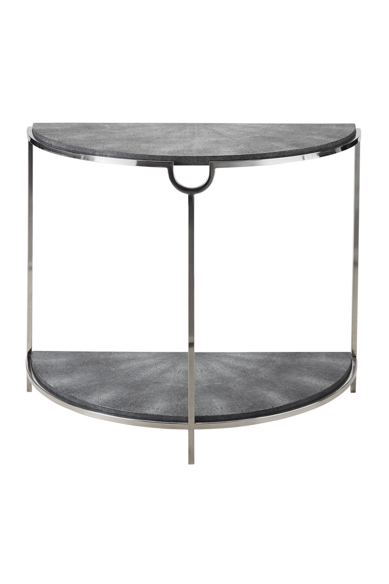 Console demi-cercle en galuchat gris | Andrew Martin Elise | Meubleluxe.fr