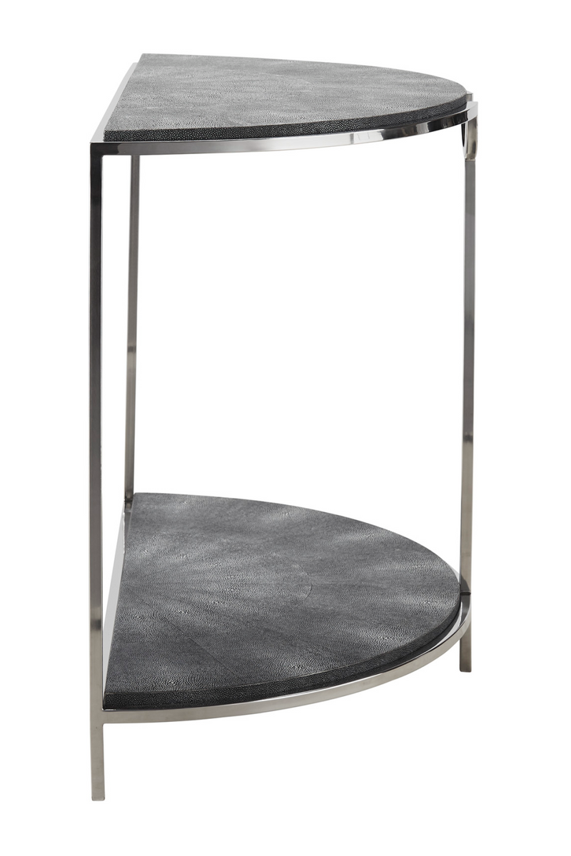 Console demi-cercle en galuchat gris | Andrew Martin Elise | Meubleluxe.fr