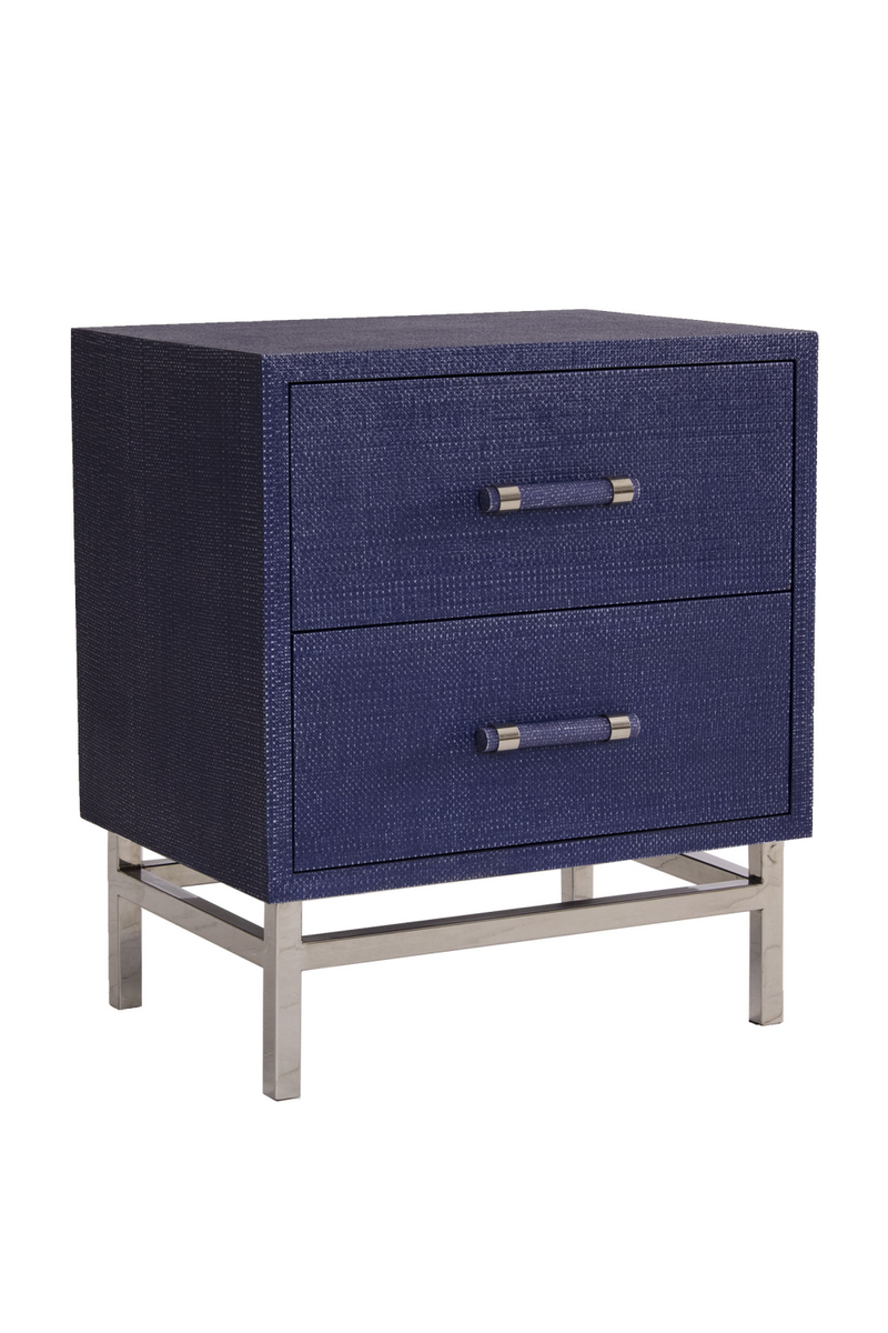 Table de chevet en rotin bleue | Andrew Martin Hesta | Meubleluxe.fr