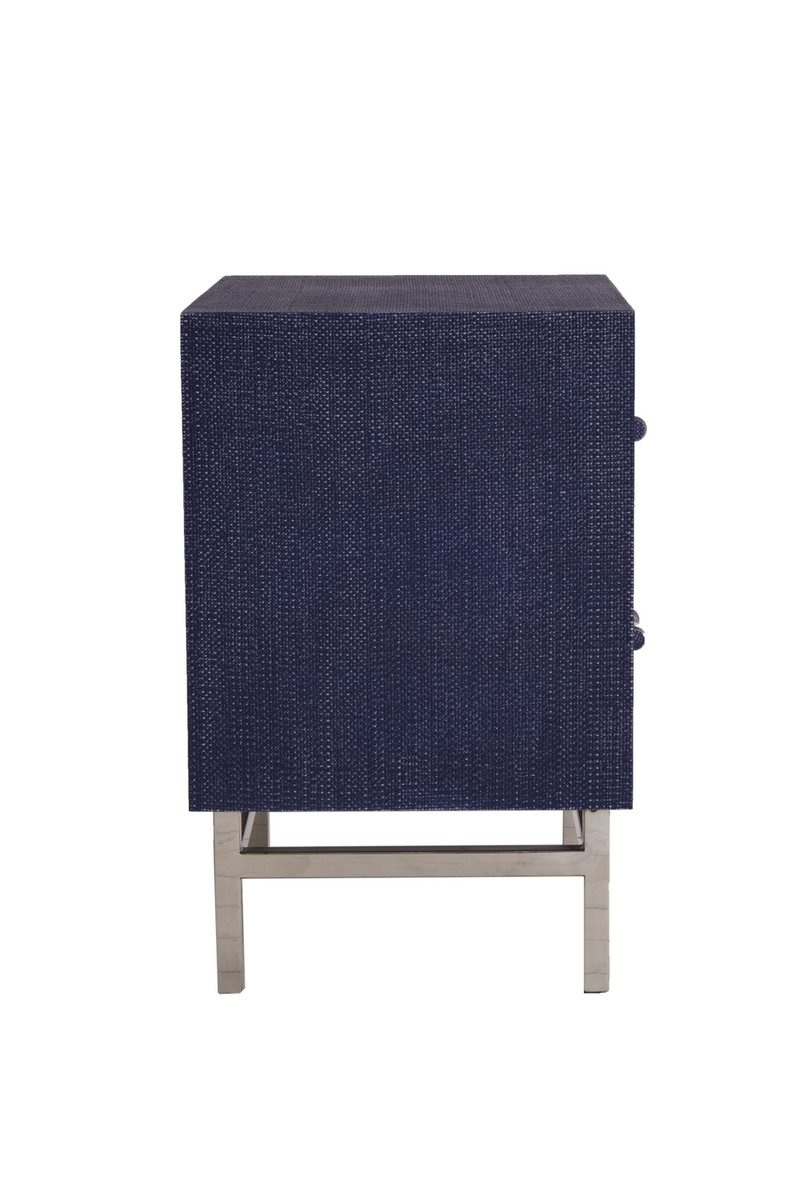 Table de chevet en rotin bleue | Andrew Martin Hesta | Meubleluxe.fr