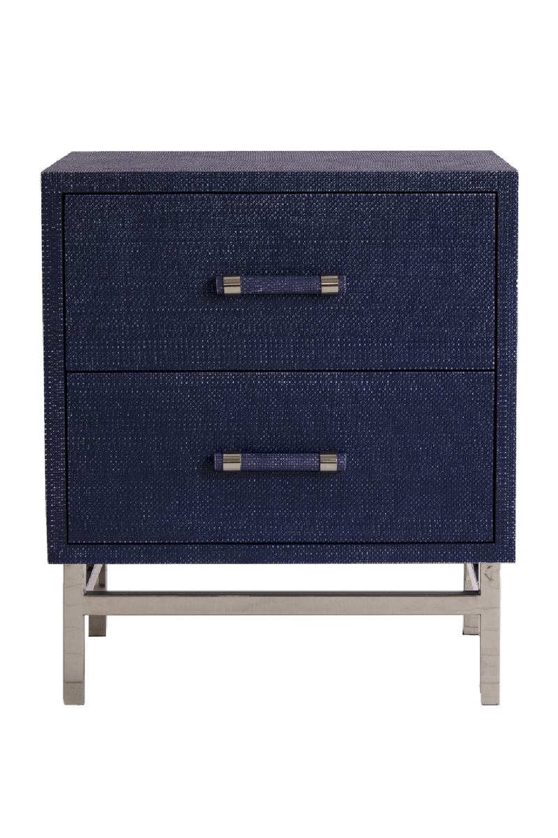 Table de chevet en rotin bleue | Andrew Martin Hesta | Meubleluxe.fr