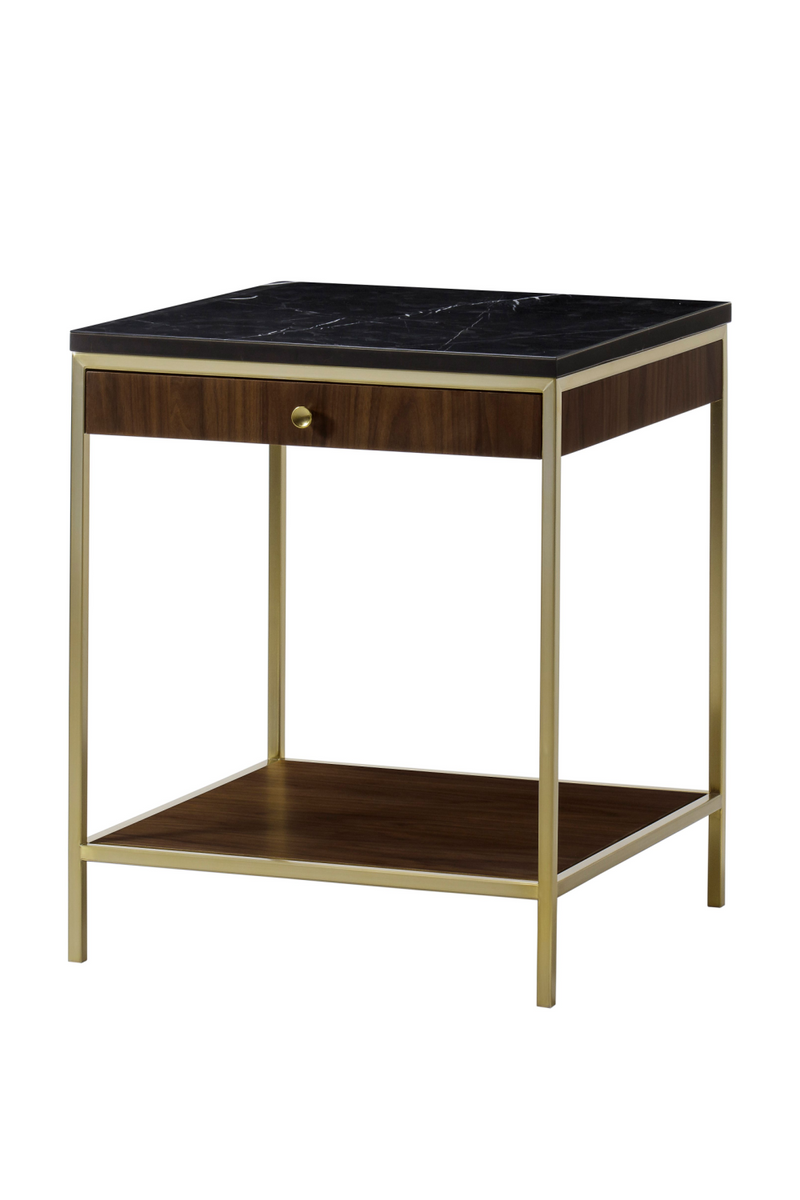 Table d'appoint en noyer et en marbre | Andrew Martin Chester | Muebleluxe.fr