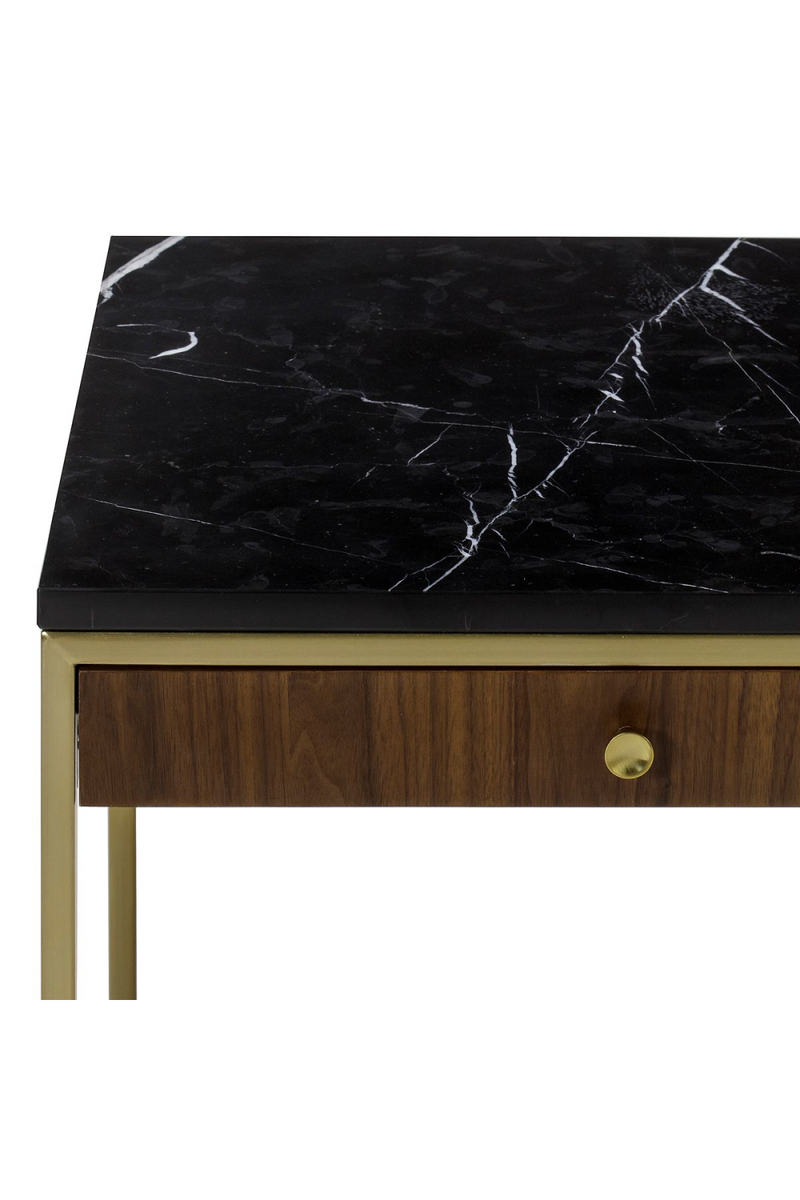 Table d'appoint en noyer et en marbre | Andrew Martin Chester | Muebleluxe.fr