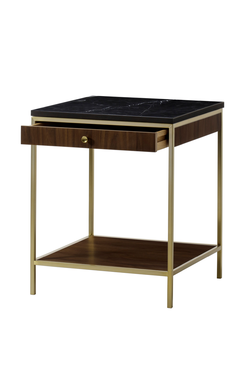 Table d'appoint en noyer et en marbre | Andrew Martin Chester | Muebleluxe.fr