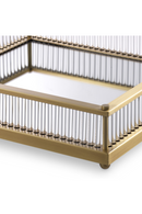 Plateau doré en verre carré | Eichholtz Cora | Meubleluxe.fr