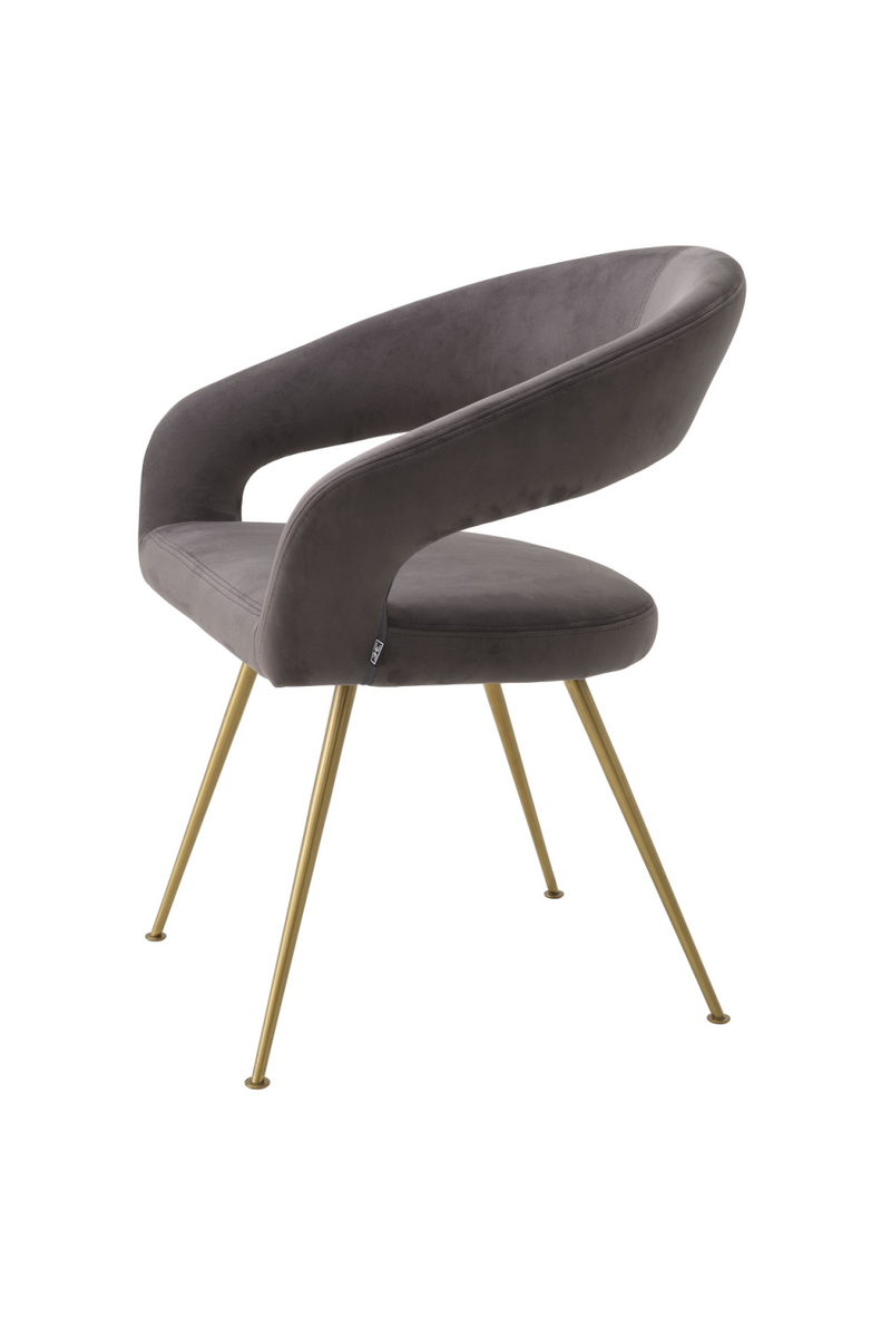 Chaise de salle à manger en velours gris | Eichholtz Bravo | Meubleluxe.fr