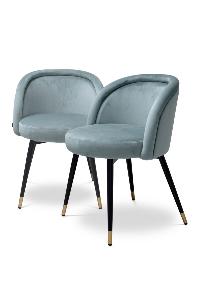 Chaise de salle à manger en velours bleu (Lot de 2) | Eichholtz Chloé | Meubleluxe.fr