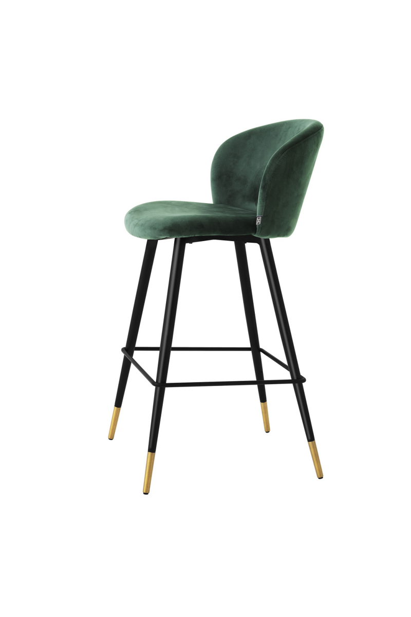 Chaise de bar en velours vert foncé Roche | Eichholtz Volante | Meubleluxe.fr