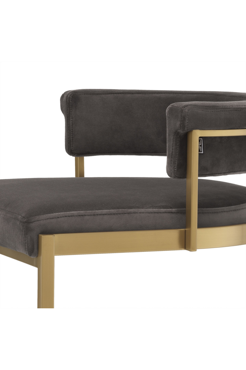 Chaise de comptoir en velours gris | Eichholtz Dante | Meubleluxe.fr