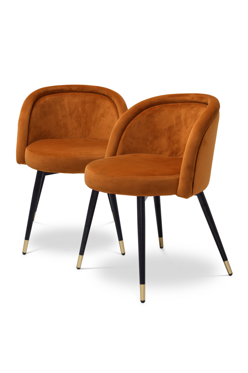 Chaise de salle à manger en velours orange (Lot de 2) | Eichholtz Chloé | Meubleluxe.fr