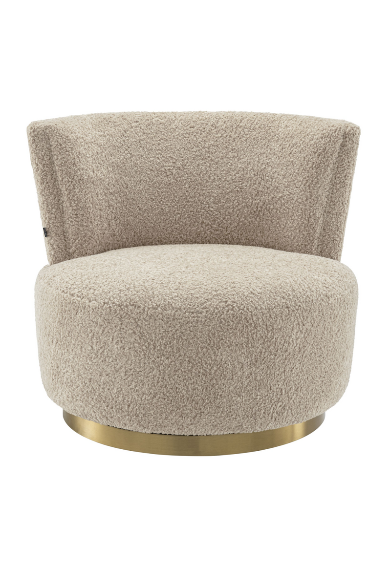 Fauteuil pivotant bouclé beige | Eichholtz Alonso | Meubleluxe.fr