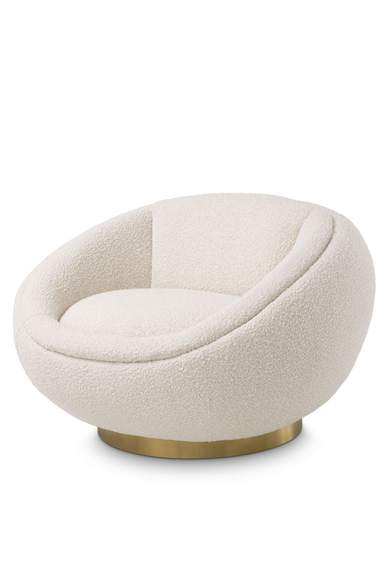 Fauteuil pivotant bouclé crème | Eichholtz Bollinger | Meubleluxe.fr