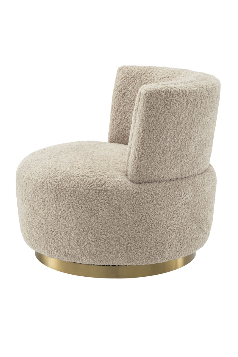 Fauteuil pivotant bouclé beige | Eichholtz Alonso | Meubleluxe.fr