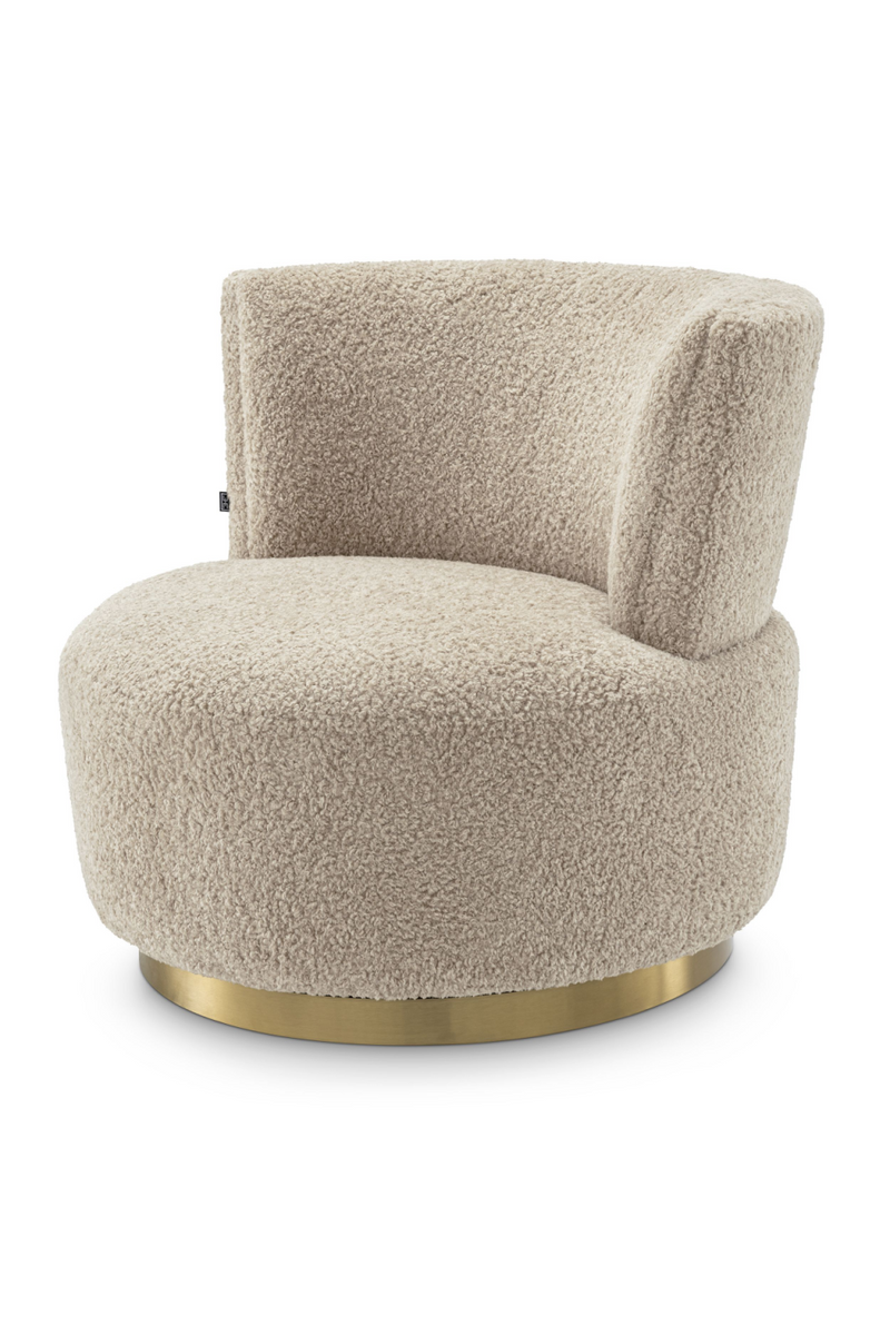 Fauteuil pivotant bouclé beige | Eichholtz Alonso | Meubleluxe.fr.