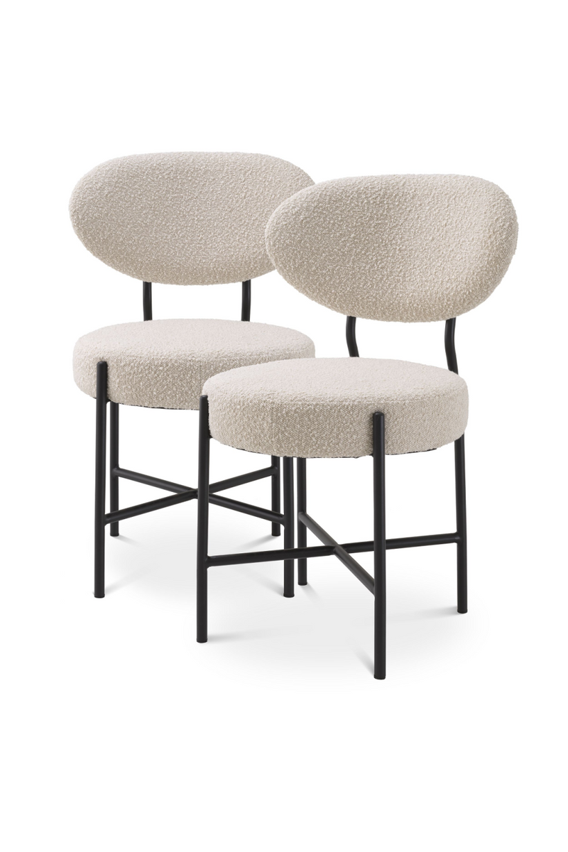 Chaise de salle à manger bouclé crème (lot de 2) | Eichholtz Vicq | Meubleluxe.fr