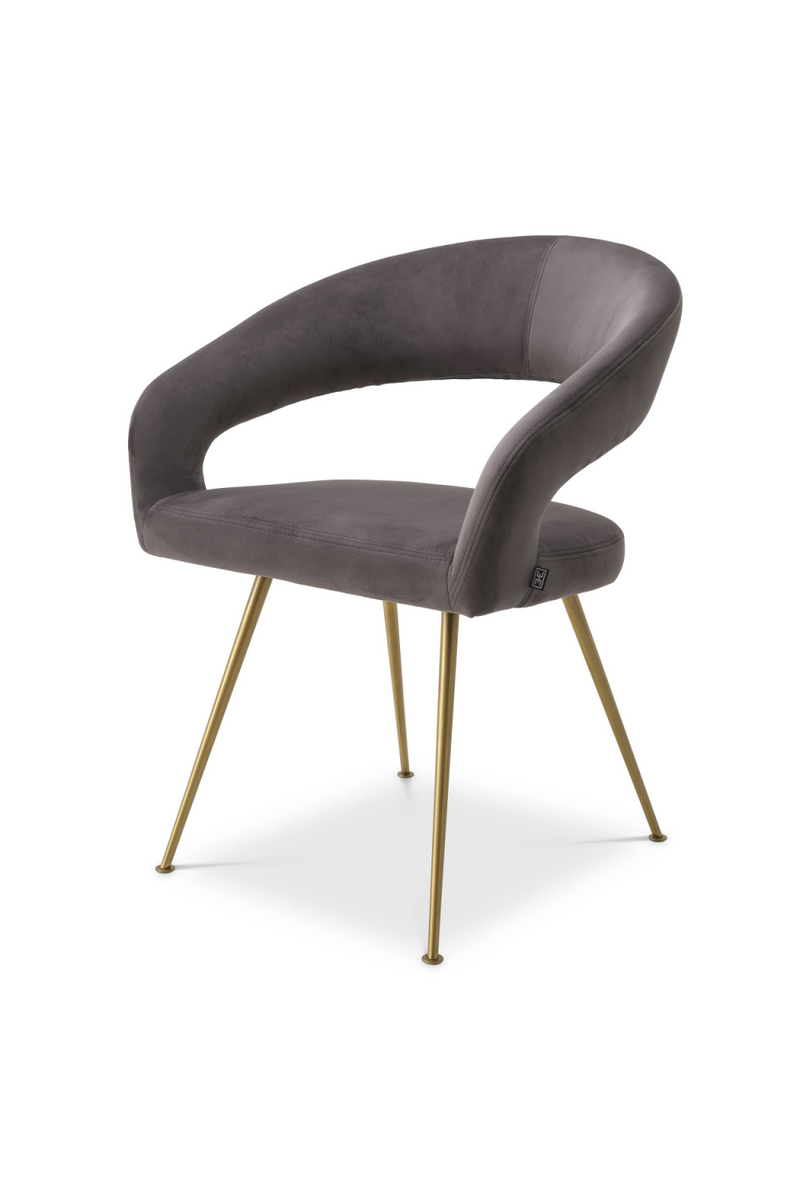 Chaise de salle à manger en velours gris | Eichholtz Bravo | Meubleluxe.fr