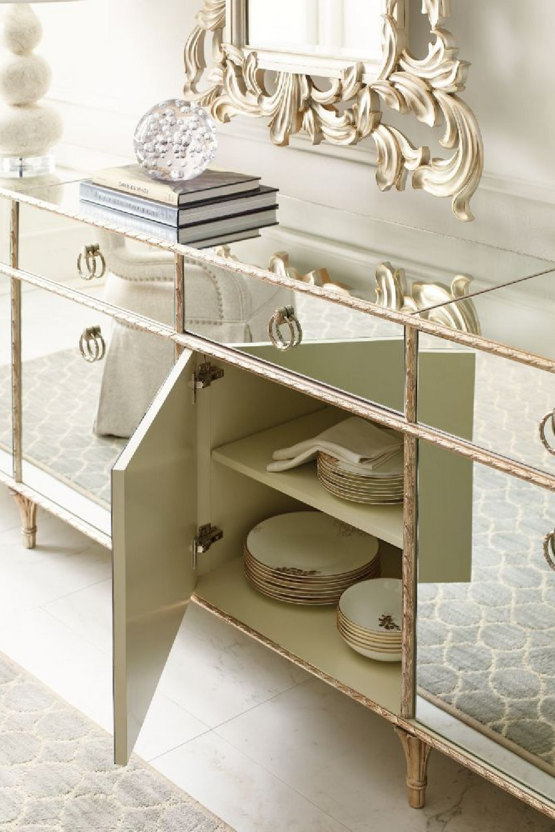 Buffet en marbre blanc et verre miroir | Caracole Fontainebleau  | Meubleluxe,fr