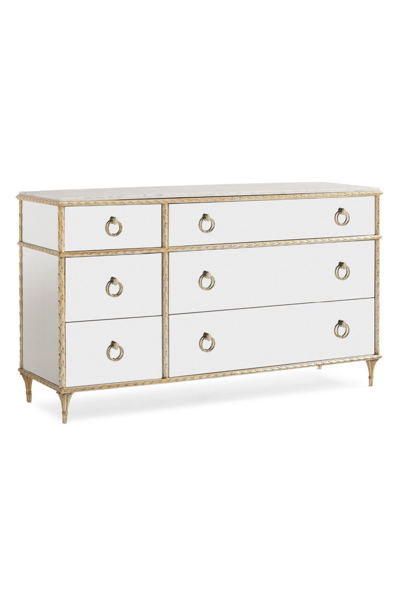 Commode double en marbre blanc et verre miroir | Caracole Fontainebleau | Meubleluxe.fr