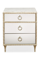 Table de chevet en marbre blanc et verre miroir | Caracole Fontainebleau | Meubleluxe.fr