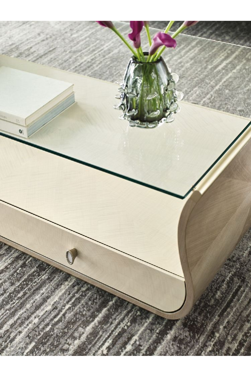 Table basse évasée en verre et en bois clair | Caracole Lillian | Meubleluxe.fr