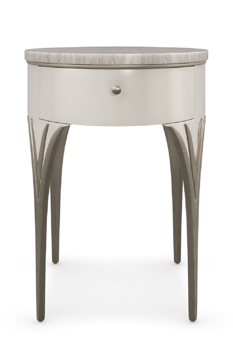 Table d'appoint en bois crème et pierre taupe | Caracole Valentina S | Meubleluxe.fr