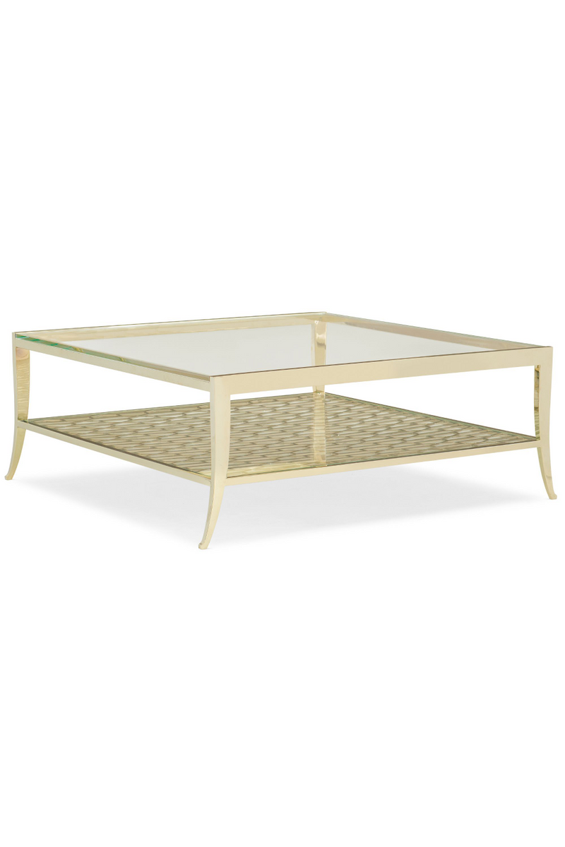 Table basse carré en métal doré | Caracole Recognition | Meubleluxe.fr