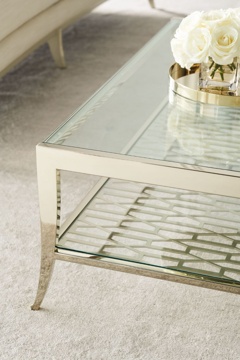 Table basse carré en métal doré | Caracole Recognition | Meubleluxe.fr