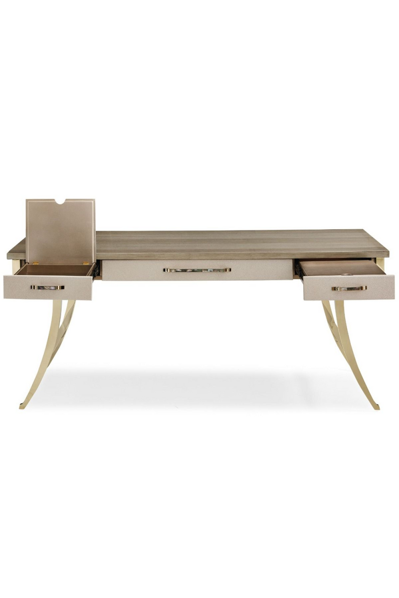 Bureau en bois et galuchat crème | Caracole Force | Meubleluxe.fr