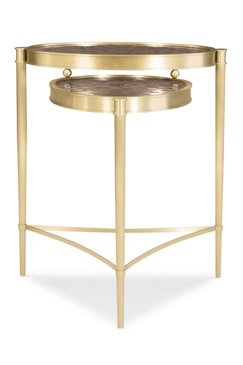 Table d'appoint gigogne en laiton brossé | Caracole Tiered | Meubleluxe.fr