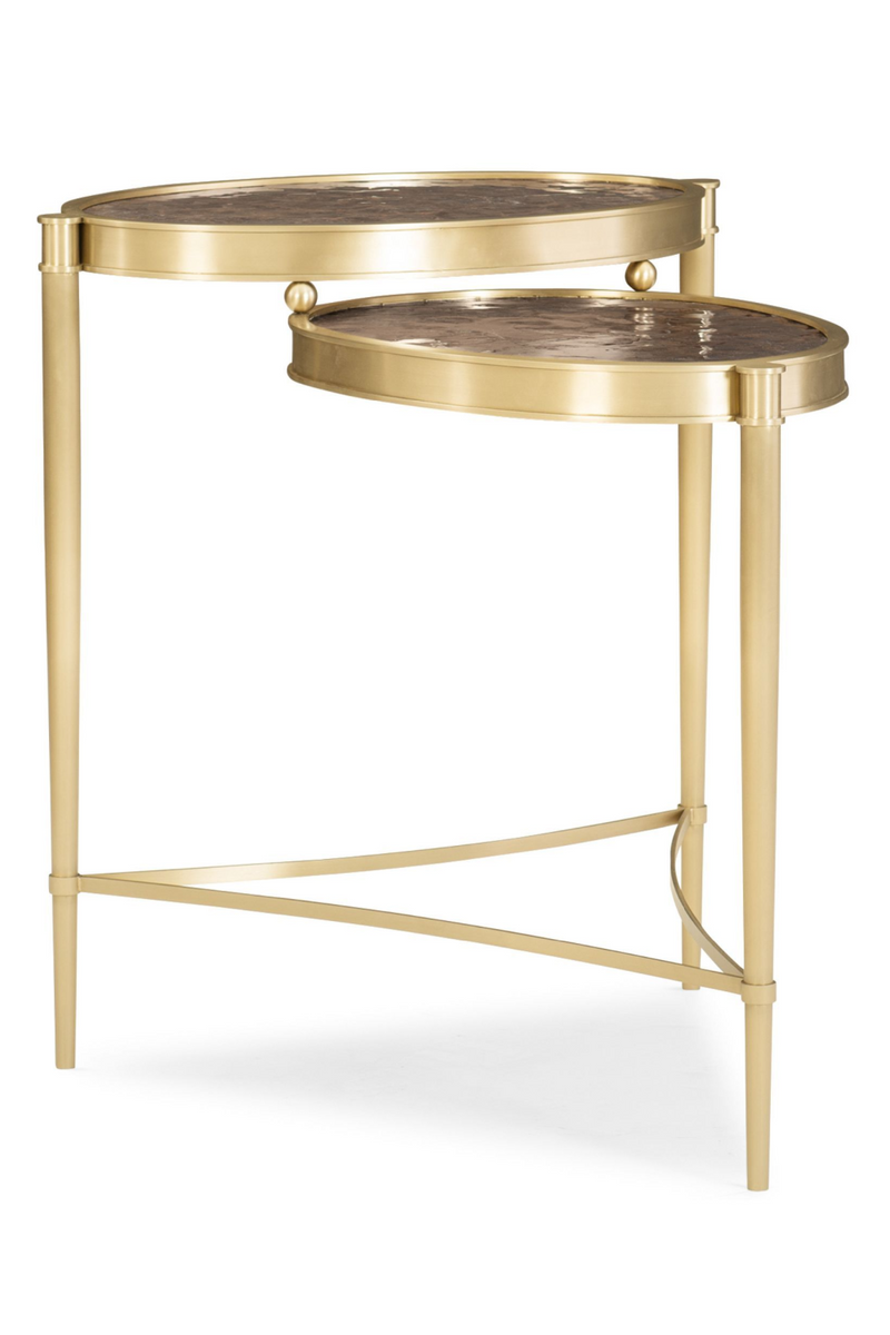 Table d'appoint gigogne en laiton brossé | Caracole Tiered | Meubleluxe.fr