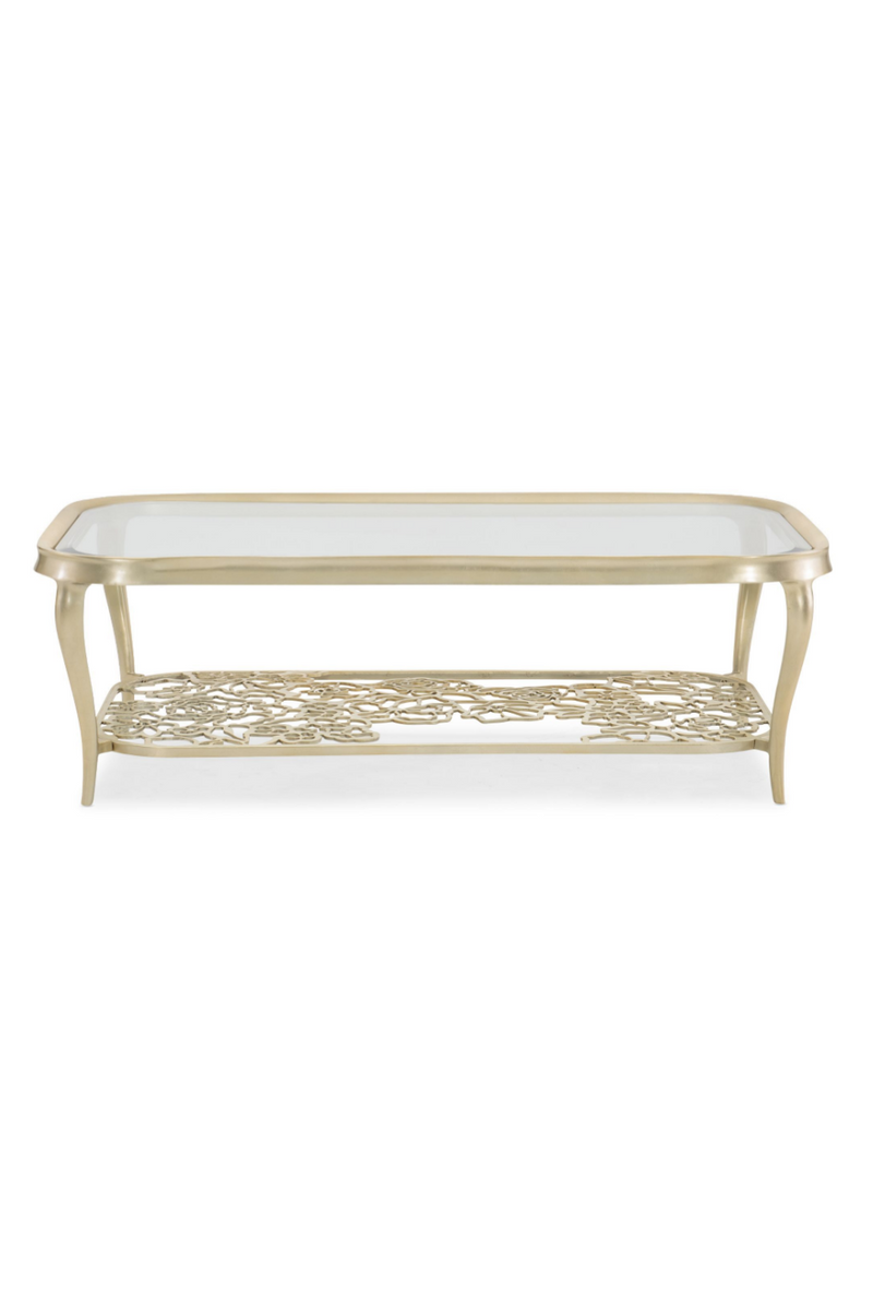 Table basse en laiton argenté en verre | Caracole Flower Power | OROA.fr