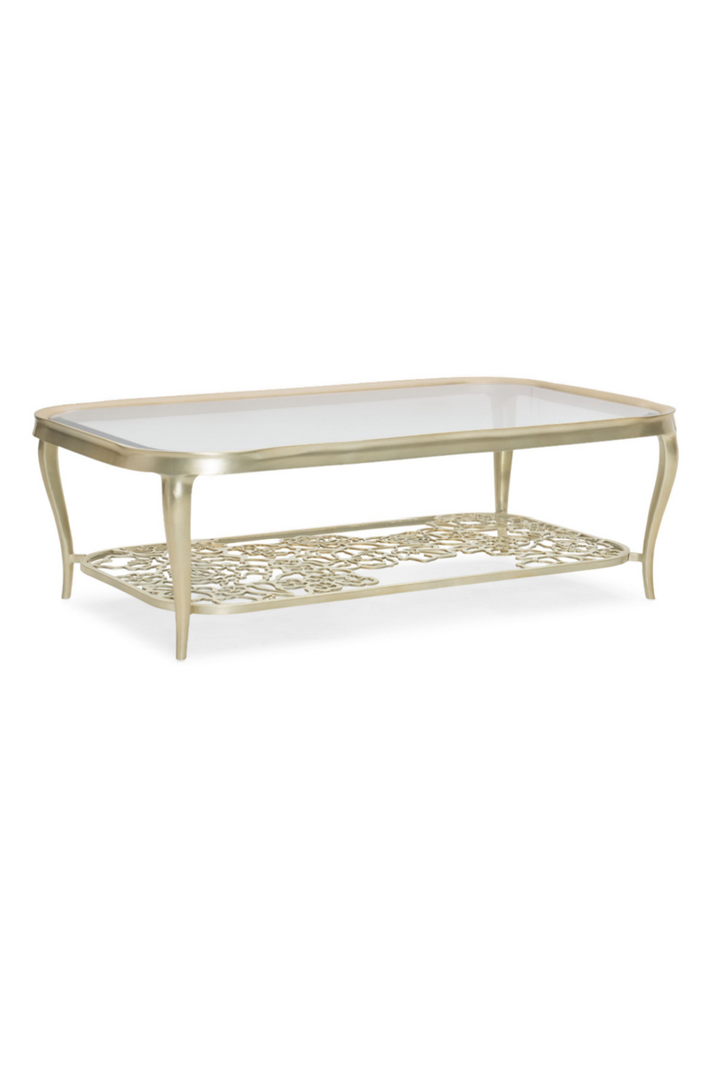 Table basse en laiton argenté en verre | Caracole Flower Power | OROA.fr