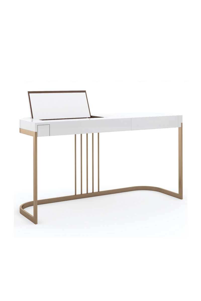 Bureau en bois blanc et doré | Caracole Beauty | Meubleluxe.fr