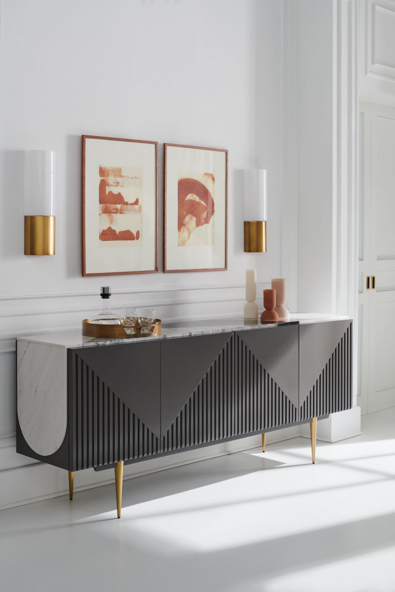 Buffet en bois gris et marbre blanc | Caracole Edge | Meubleluxe.fr