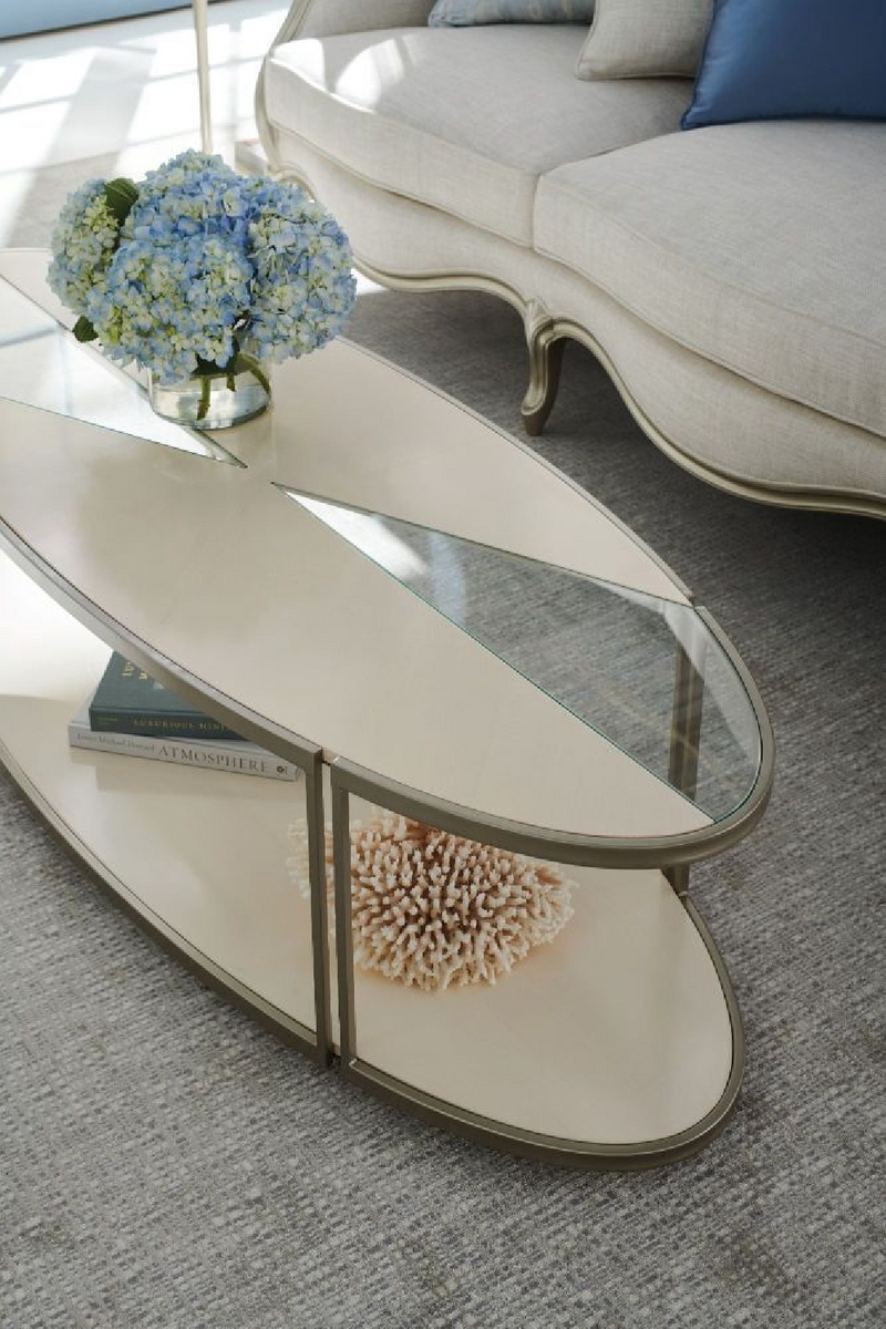 Table basse nickelée crème en verre | Caracole Quarter | Meubleluxe.fr