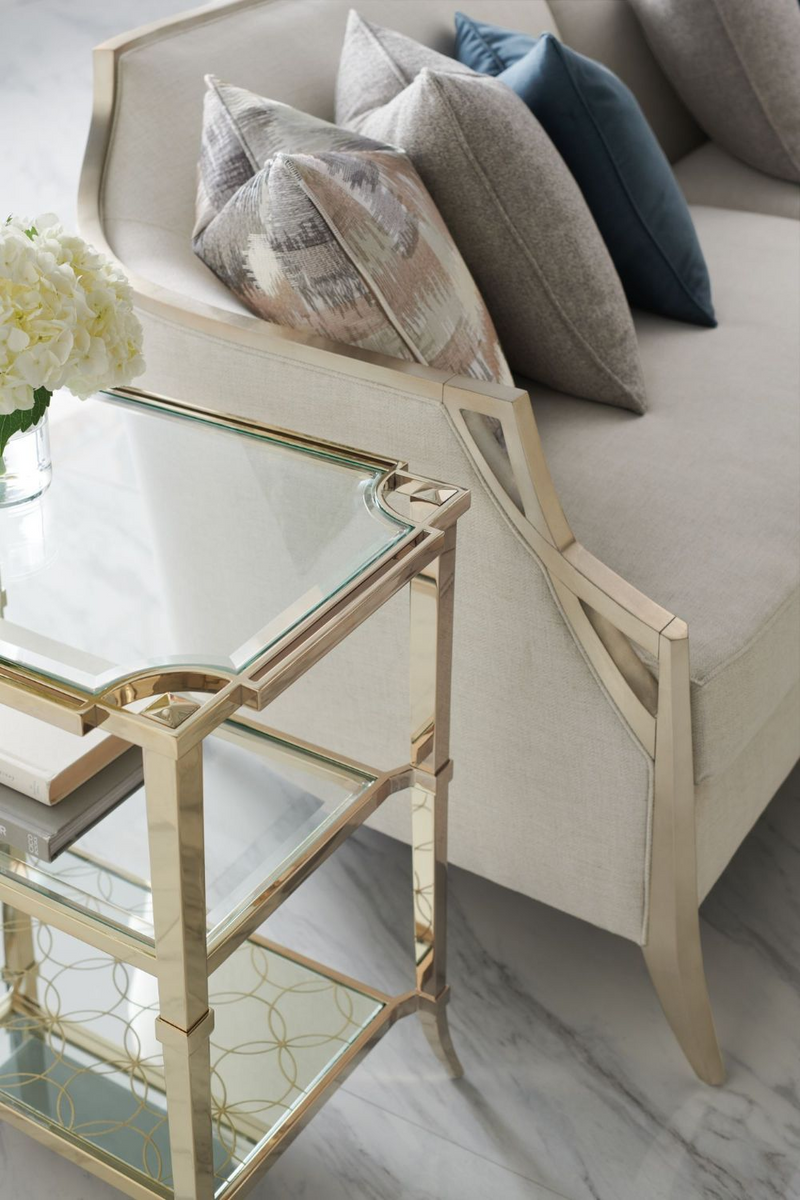 Table d'appoint en verre et métal doré | Caracole Charm | Meubleluxe.fr