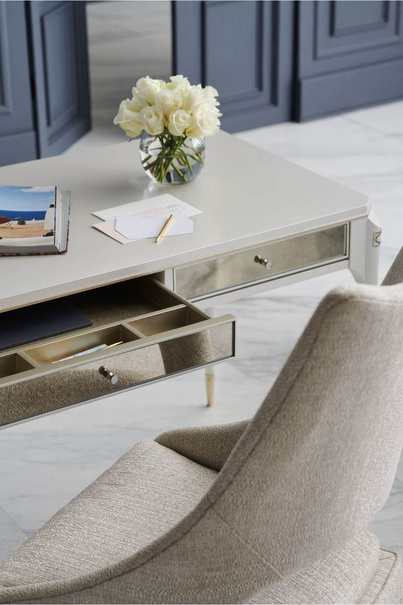 Bureau en bois nacré blanc | Caracole Sincerely | Meubleluxe.fr