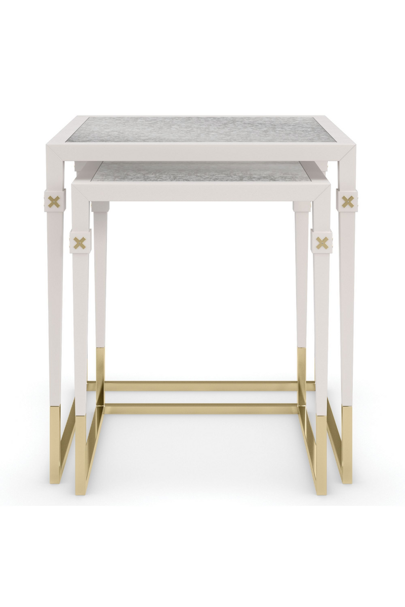 Table basse gigogne en bois blanc nacré | Caracole Better Together | Meubleluxe.fr