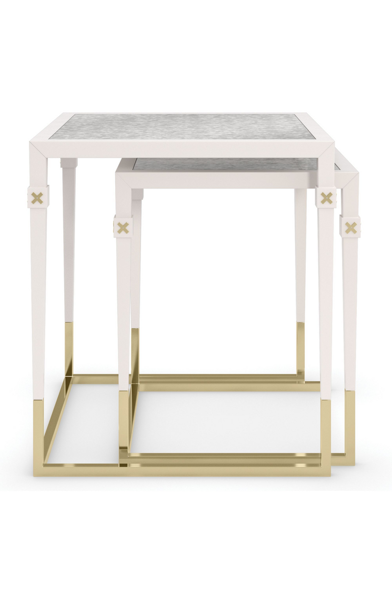 Table basse gigogne en bois blanc nacré | Caracole Better Together | Meubleluxe.fr