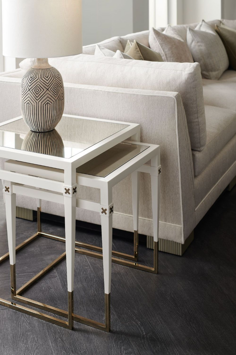 Table basse gigogne en bois blanc nacré | Caracole Better Together | Meubleluxe.fr