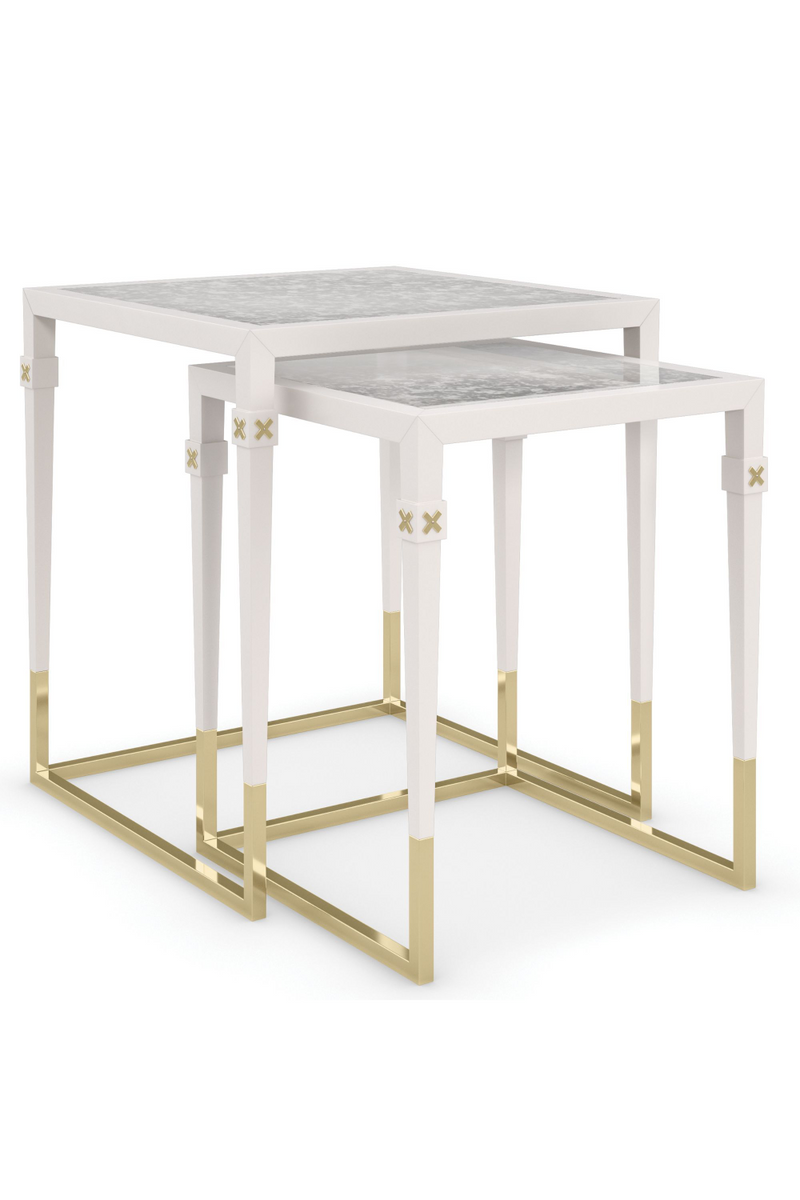 Table basse gigogne en bois blanc nacré | Caracole Better Together | Meubleluxe.fr