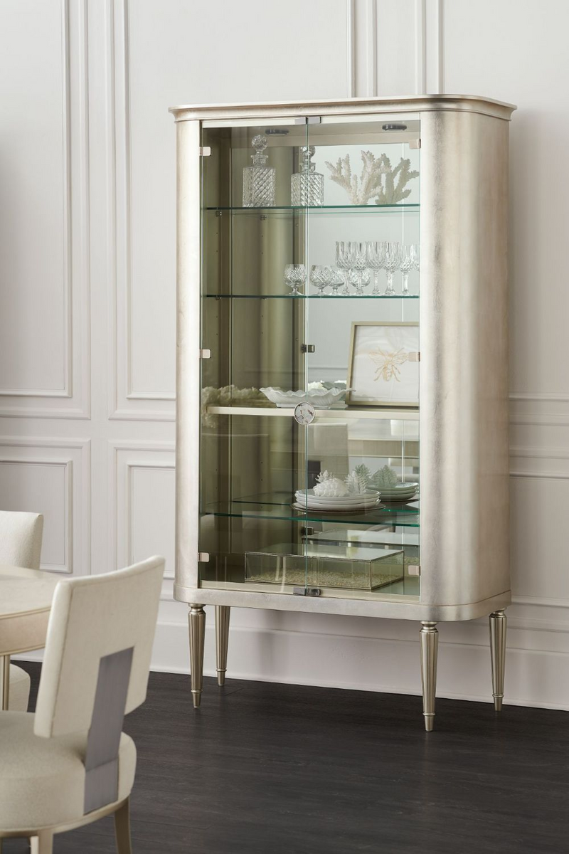 Vitrine en bois taupe argenté | Caracole Reflect | Meubleluxe.fr